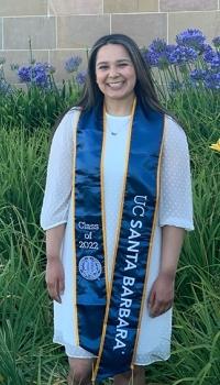 Elena Barragan standing in front of Henley Gate